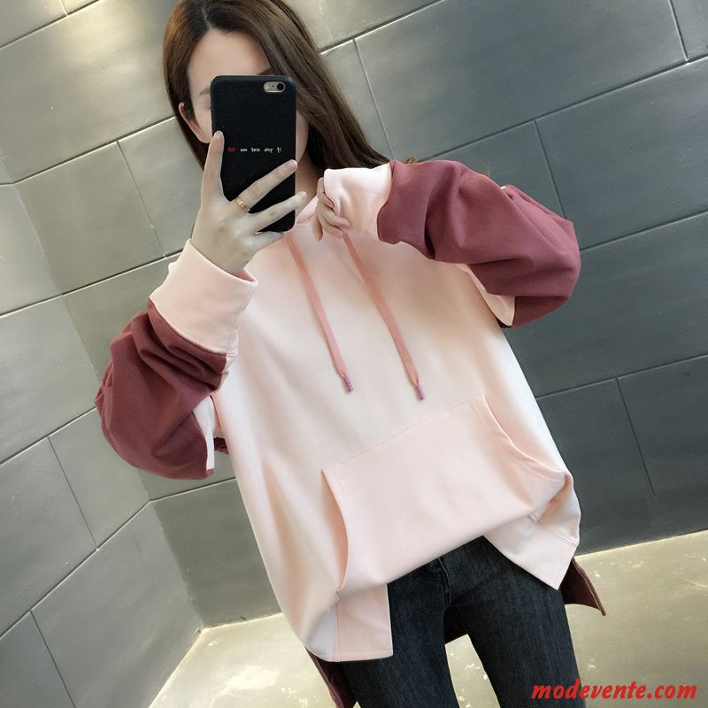 Sweat À Capuche Femme Tendance Une Veste Encapuchonné Longues Dame Baggy Rose