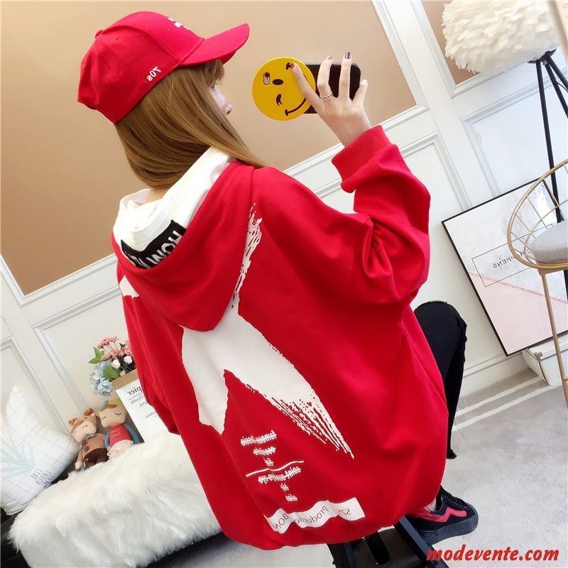 Sweat À Capuche Femme Tendance Une Veste Hoodies L'automne Baggy Ultra Rouge