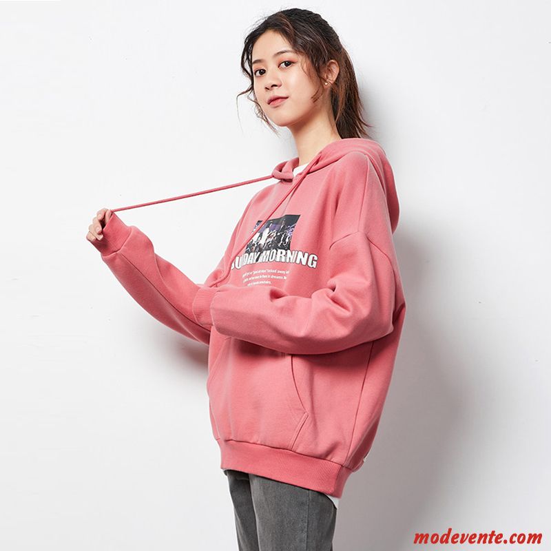 Sweat À Capuche Femme Une Veste Longues Baggy Tendance Légère Hoodies Rose