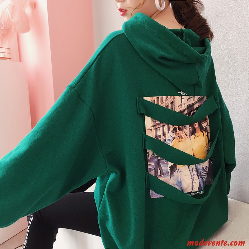 Sweat À Capuche Femme Une Veste Printemps Manteau Légère Hoodies Longues Vert