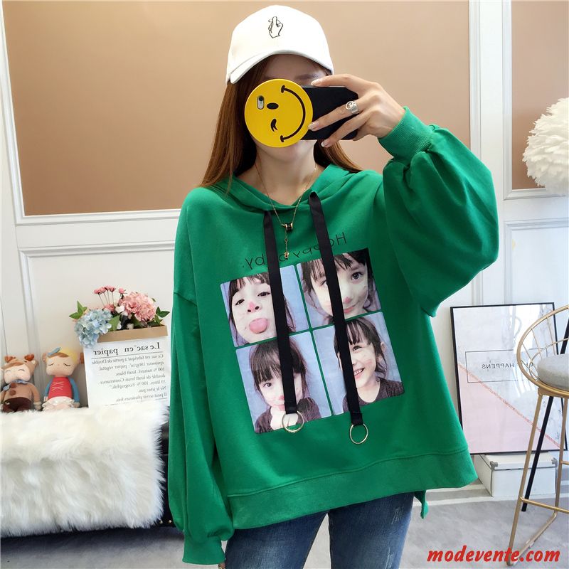 Sweat À Capuche Femme Une Veste Ultra Pullovers Hoodies Longues Hip Hop Vert