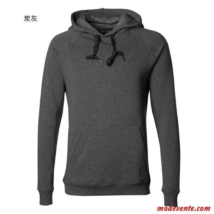 Sweat À Capuche Homme Coton Bio Pullovers Tendance Épaissir L'automne Manteau Gris