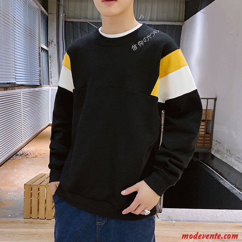 Sweat À Capuche Homme Décontractée Hip Hop Marque De Tendance L'automne Une Veste Personnalité Couleur De Contraste Jaune