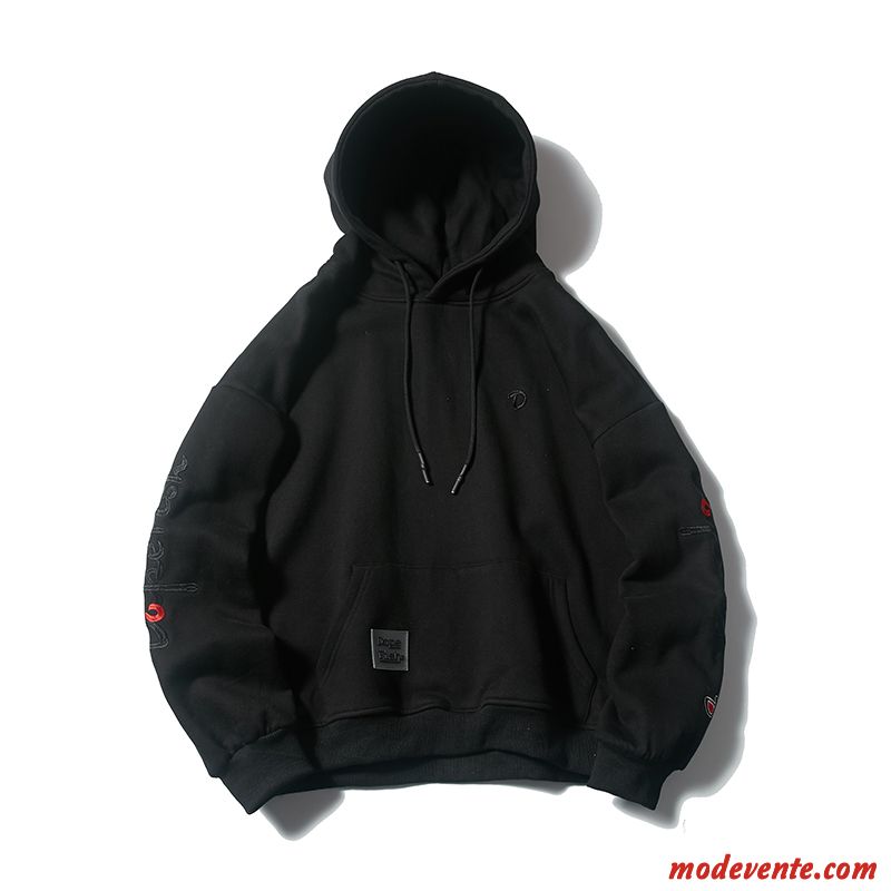 Sweat À Capuche Homme Encapuchonné Pullovers Broderie Baggy Lettre Une Veste Noir