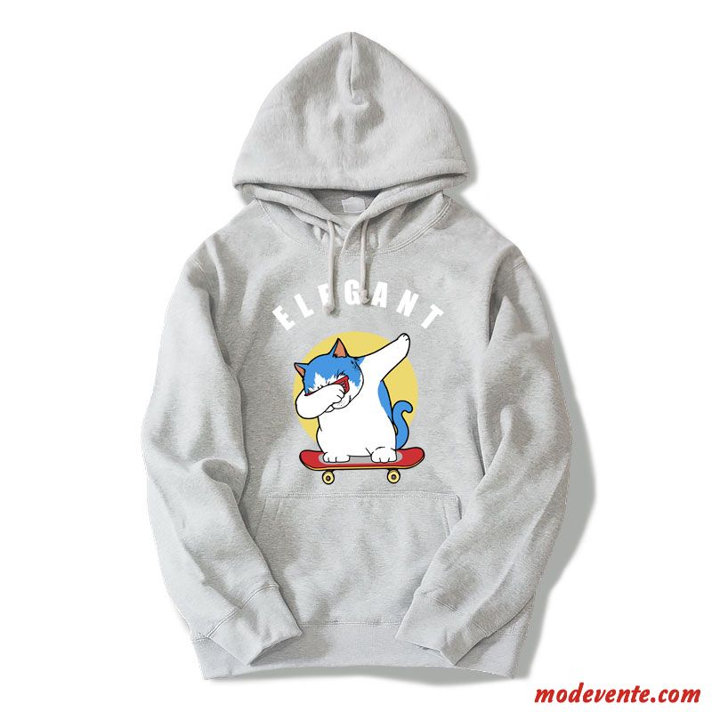 Sweat À Capuche Homme Fantaisie Femme Charmant L'automne Baggy Dessin Animé Gris