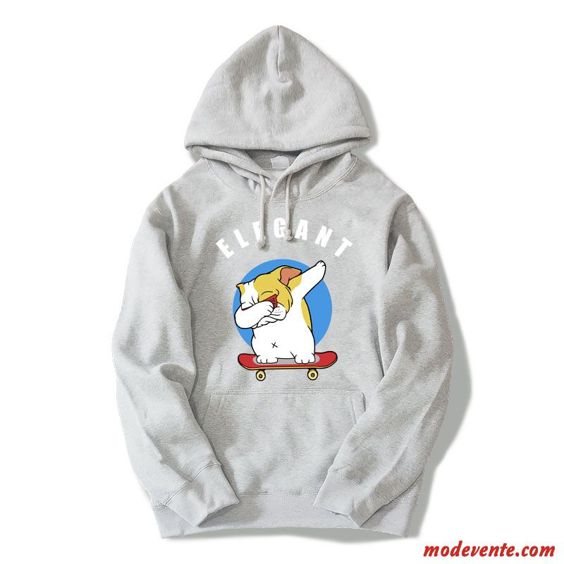 Sweat À Capuche Homme Fantaisie Femme Charmant L'automne Baggy Dessin Animé Gris