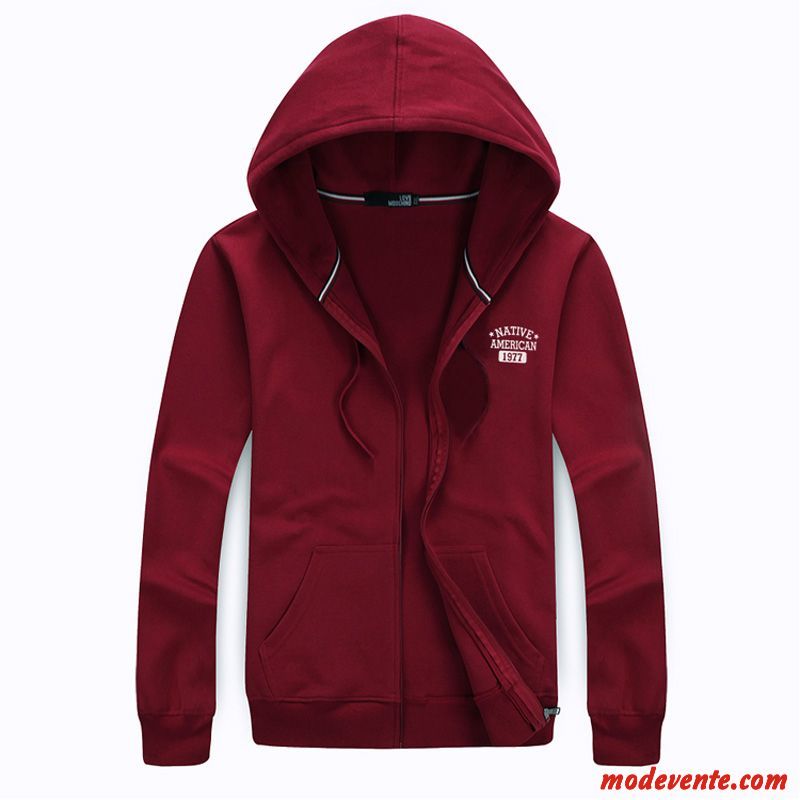 Sweat À Capuche Homme Grande Taille Tendance Coton Bio Légère Sport L'automne Bordeaux