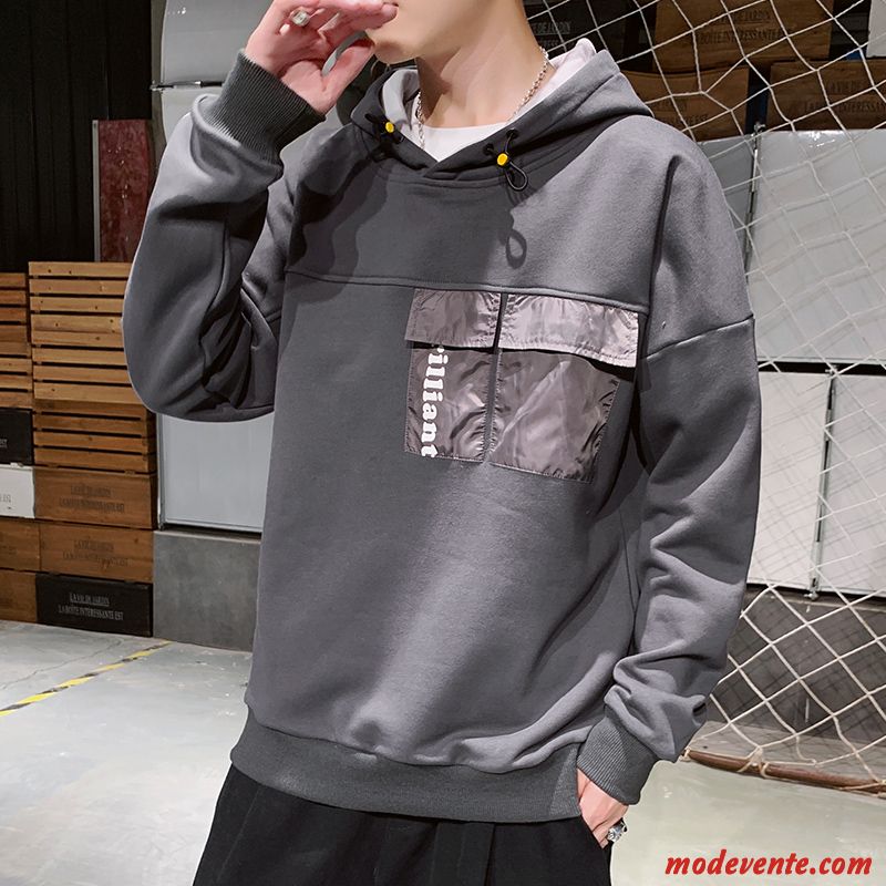 Sweat À Capuche Homme L'automne Fantaisie Tendance Simple Beau Baggy Noir