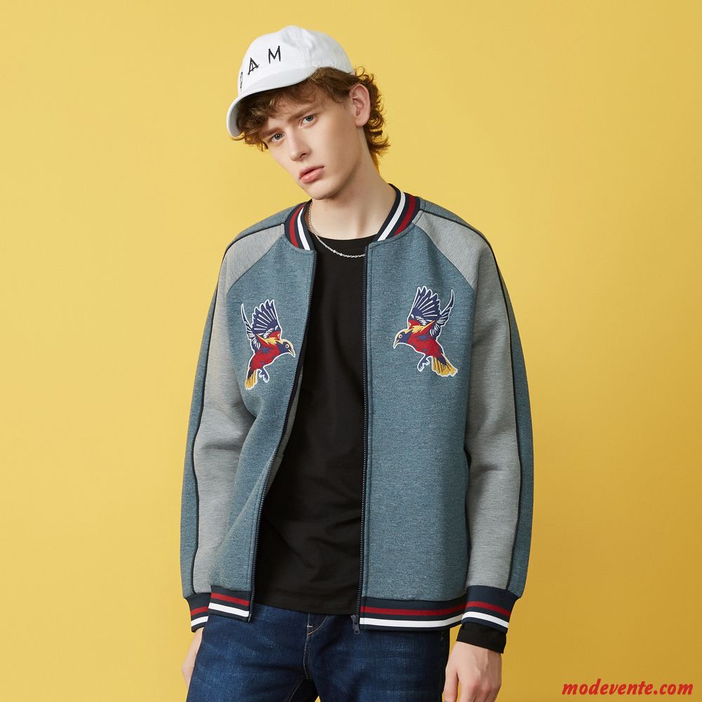 Sweat À Capuche Homme Manteau Cardigan Vêtements De Baseball Veste Tendance Beau Couleurs Mixtes Gris