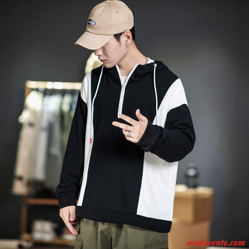 Sweat À Capuche Homme Printemps Hip Hop Longues Manteau Pullovers Marque De Tendance Couleurs Mixtes Bleu