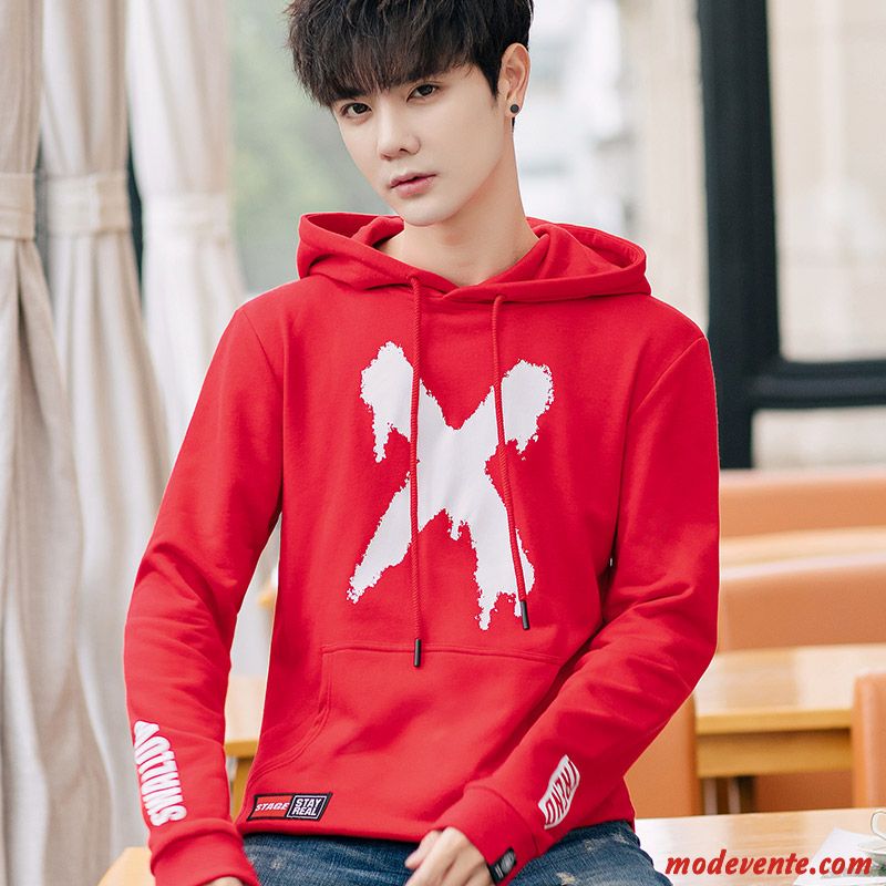 Sweat À Capuche Homme Printemps Longues Baggy Tendance Une Veste L'automne Rouge