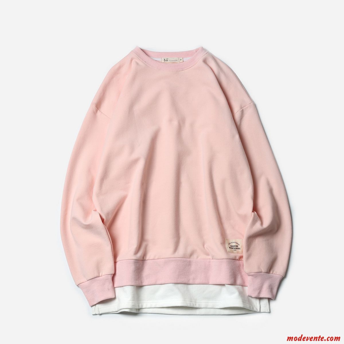 Sweat À Capuche Homme Pullovers Printemps Marque De Tendance Manteau L'automne Col Rond Noir Rose