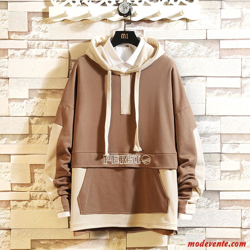 Sweat À Capuche Homme Tendance Manteau Décontractée L'automne Baggy Épissure Bleu