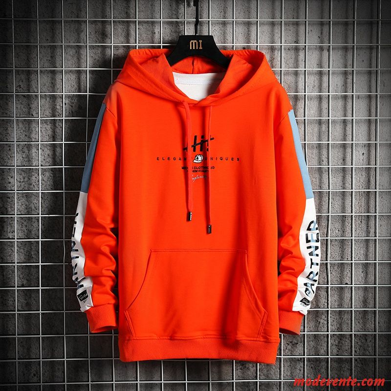 Sweat À Capuche Homme Tendance Manteau Printemps L'automne Baggy Jeunesse Rouge