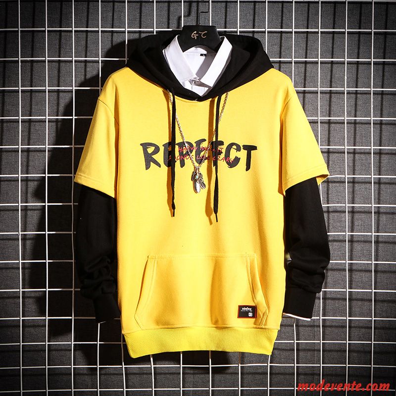 Sweat À Capuche Homme Une Veste Baggy Hip Hop Sport Manteau L'automne Jaune