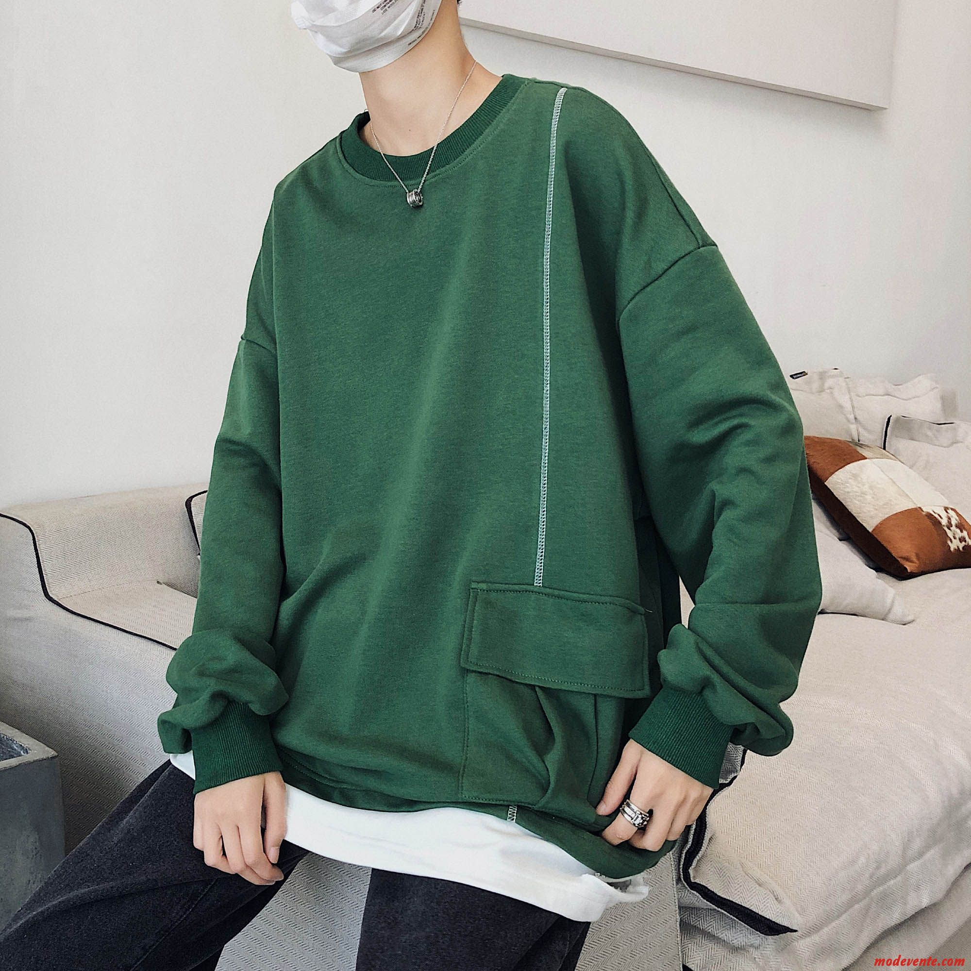 Sweat À Capuche Homme Une Veste Deux-pièces L'automne Printemps Manteau Marque De Tendance Vert