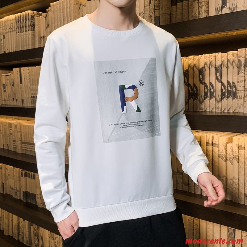 Sweat À Capuche Homme Une Veste L'automne Printemps Chemise En Bas Tendance Baggy Blanc