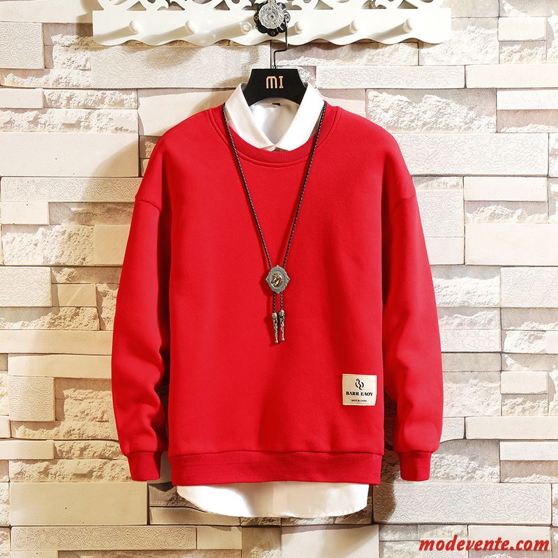 Sweat À Capuche Homme Une Veste Longues Printemps Baggy L'automne Chemise En Bas Rouge