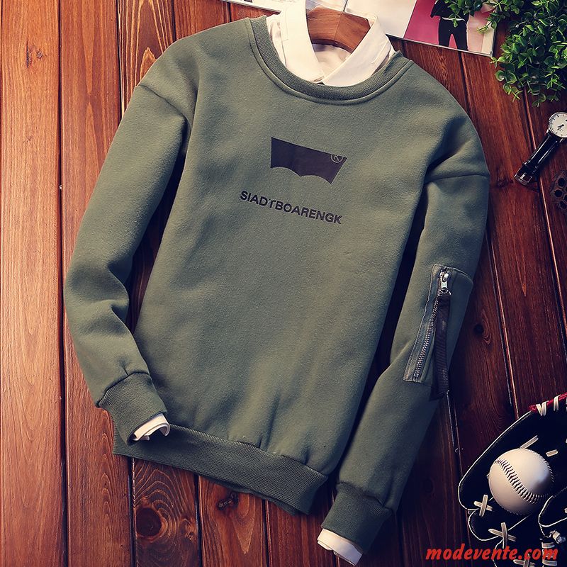 Sweat À Capuche Homme Une Veste Tendance T-shirt Long Col Rond Chemise En Bas L'automne Rouge