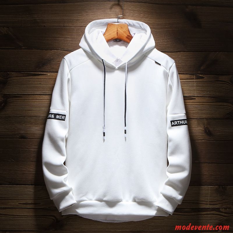 Sweat À Capuche Homme Étudiant Longues Tendance Printemps Beau Les Adolescents Blanc