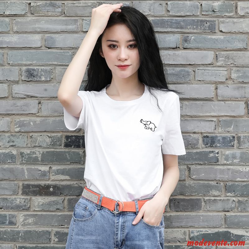 T-shirt Femme Baggy Ultra Tendance Été Une Veste Courte Blanc Rouge