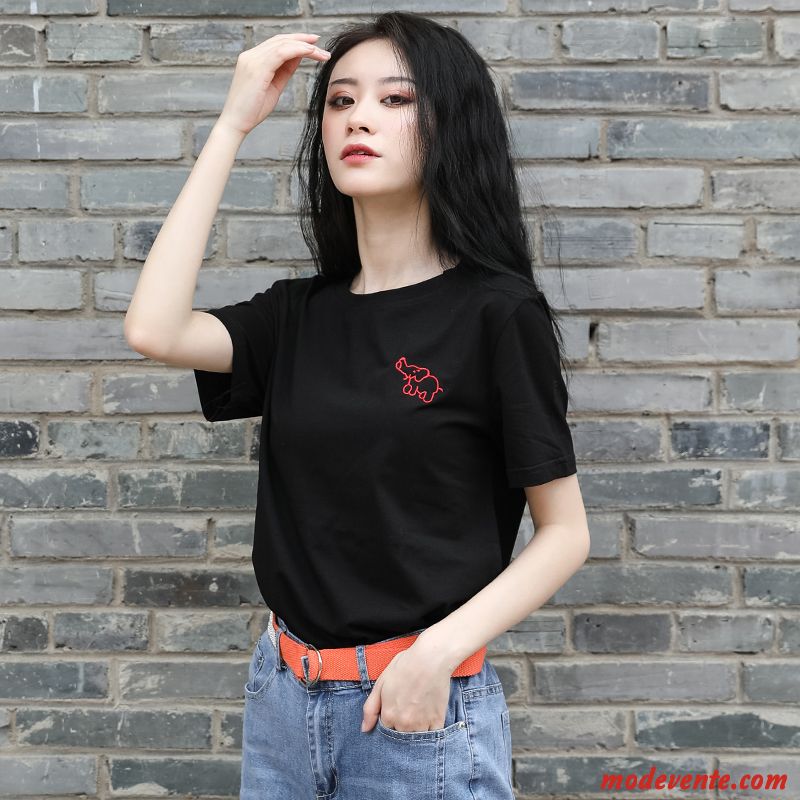 T-shirt Femme Baggy Ultra Tendance Été Une Veste Courte Blanc Rouge