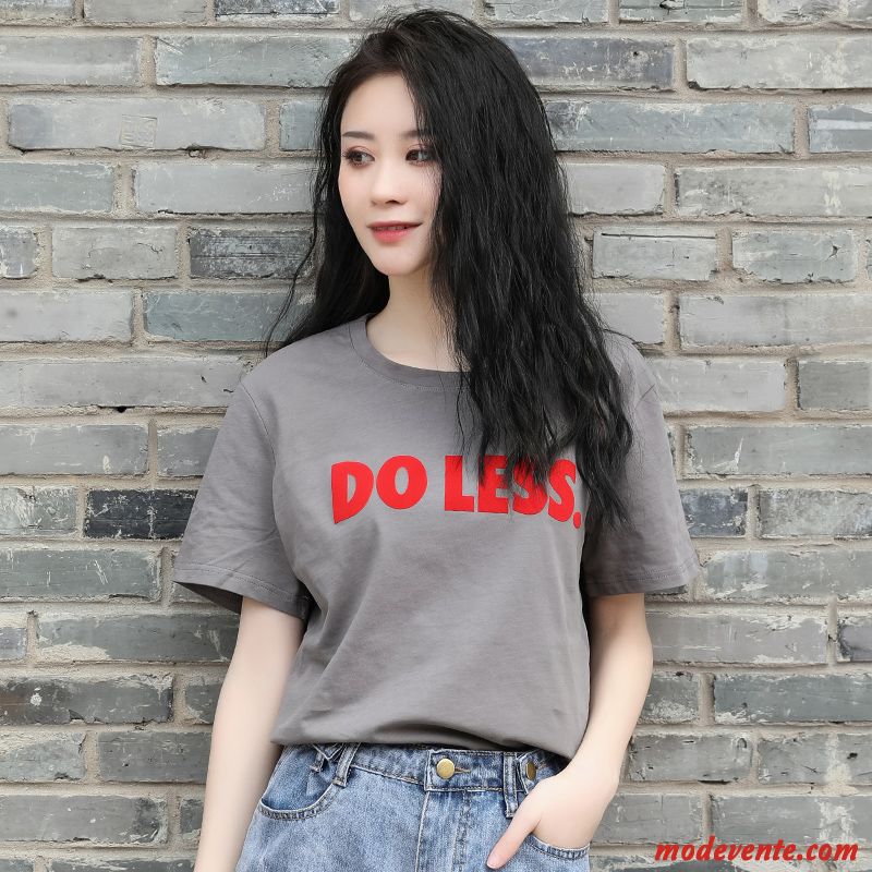 T-shirt Femme Baggy Ultra Tendance Été Une Veste Courte Blanc Rouge