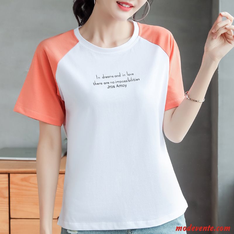 T-shirt Femme Courte Demi Manche Baggy Une Veste Été Coton Bio Blanc