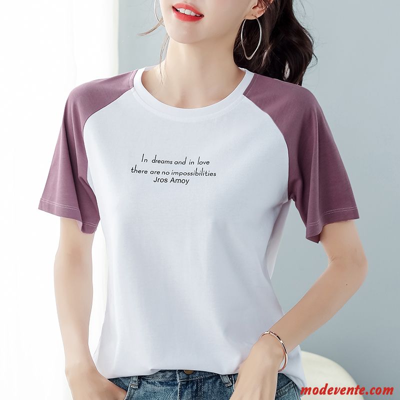 T-shirt Femme Courte Demi Manche Baggy Une Veste Été Coton Bio Blanc