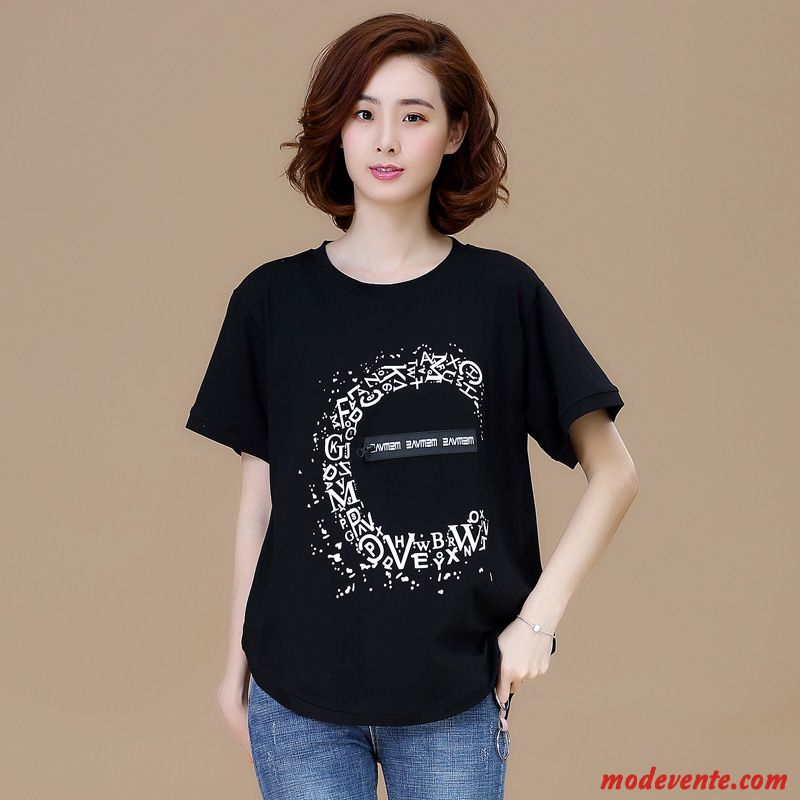 T-shirt Femme Courte Graisse Une Veste Baggy Demi Manche Été Noir