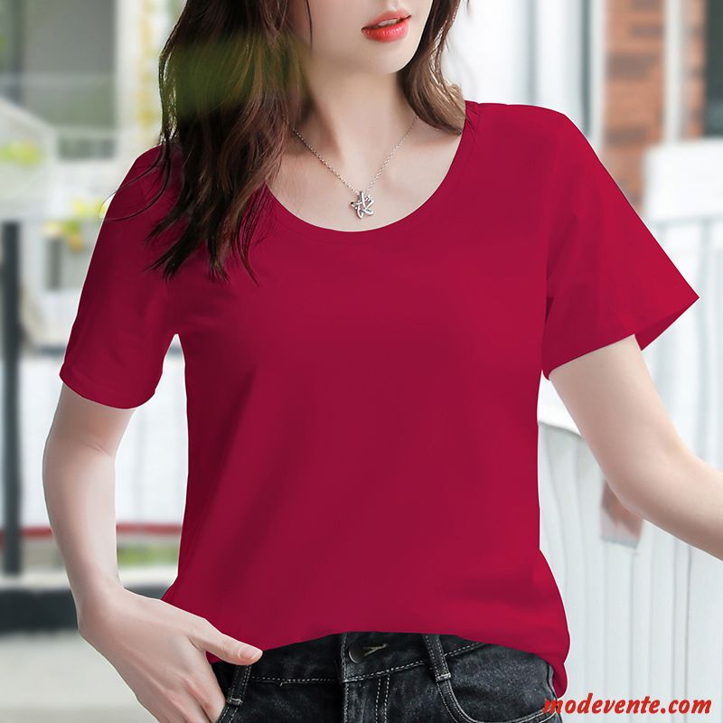 T-shirt Femme Courte Étudiant Coton Bio Tendance Printemps Une Veste Impression Jaune