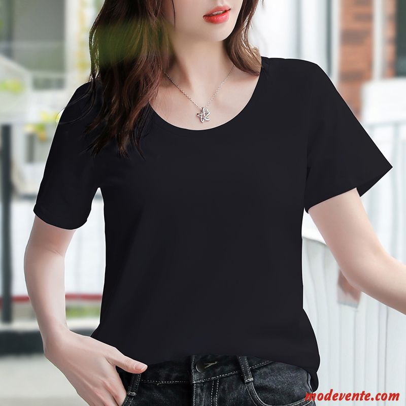 T-shirt Femme Courte Étudiant Coton Bio Tendance Printemps Une Veste Impression Jaune