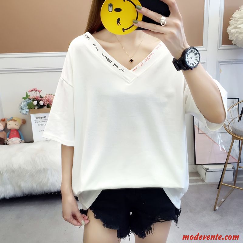 T-shirt Femme Graisse Coton Gros Étudiant Baggy Grande Taille Jaune