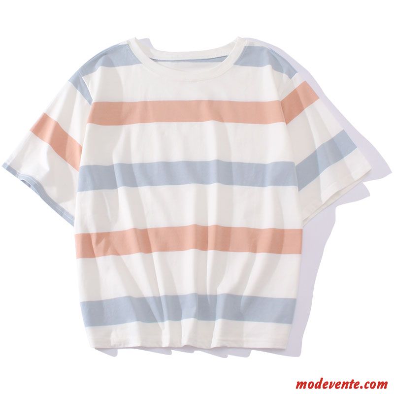 T-shirt Femme Ultra Étudiant Une Veste Courte Été Rayé