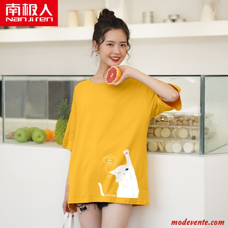 T-shirt Femme Une Veste Ultra Été Slim Mince Courte Jaune