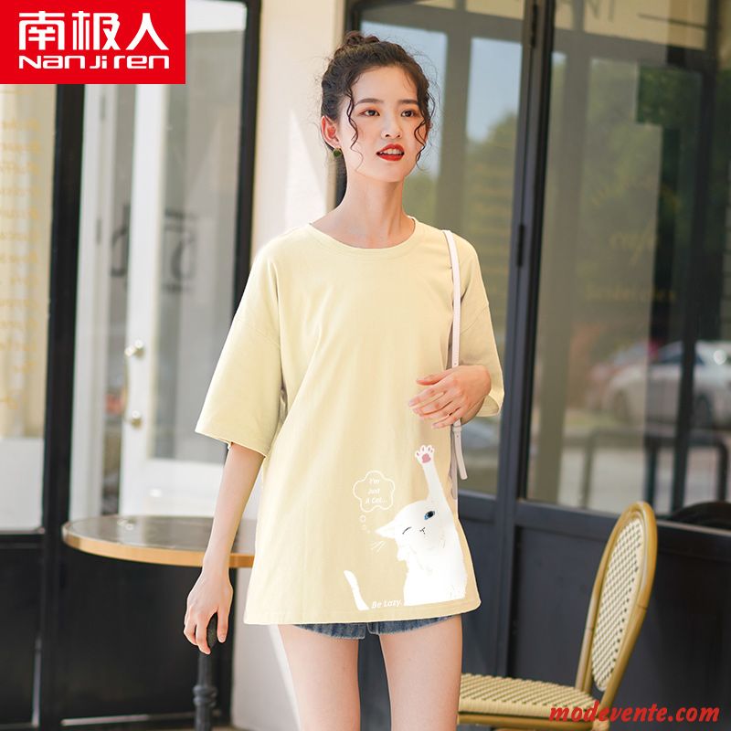 T-shirt Femme Une Veste Ultra Été Slim Mince Courte Jaune