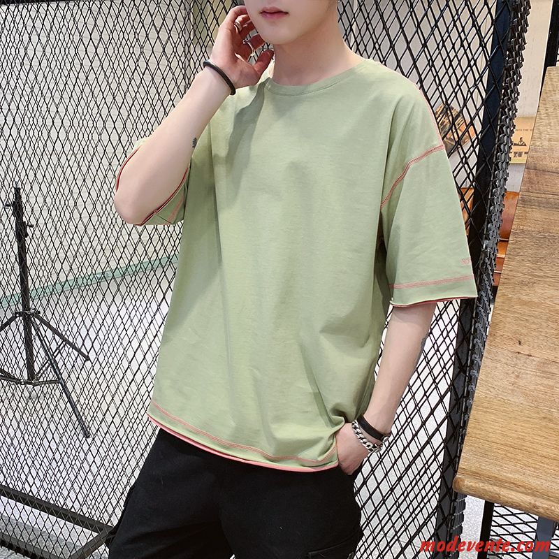 T-shirt Homme Beau Ensemble Baggy Été Tendance Courte Jaune