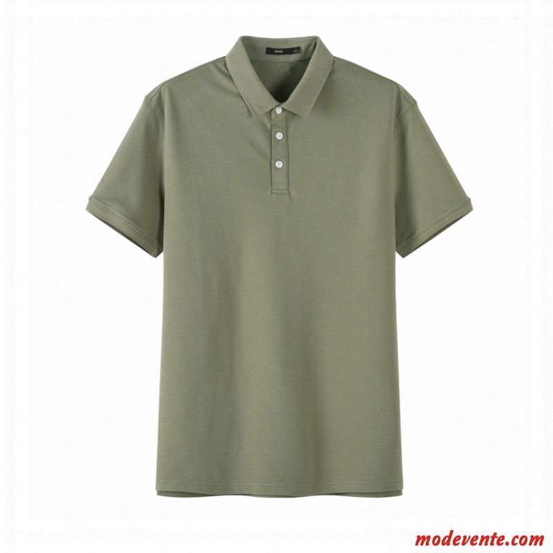 T-shirt Homme Décontractée De Travail Polo Demi Manche Une Veste Courte Vert