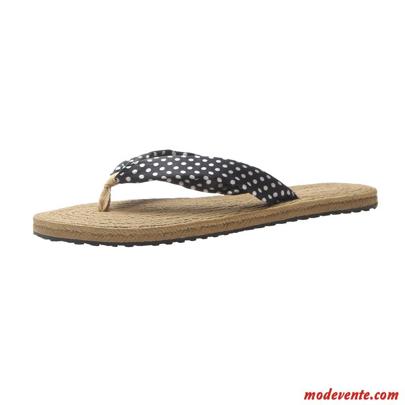 Tongs Femme Mode Semelle Doux Vacances Plage Outwear Antidérapant Noir