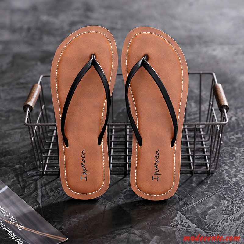 Tongs Femme Mode Vacances Outwear Antidérapant Plage Tongs Chaussons Noir