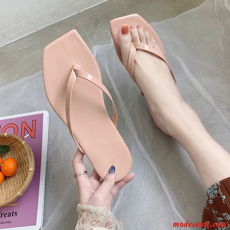 Tongs Femme Outwear Tongs Chaussons Plates Mode Tous Les Assortis Tendance Couleurs De Bonbons Vert