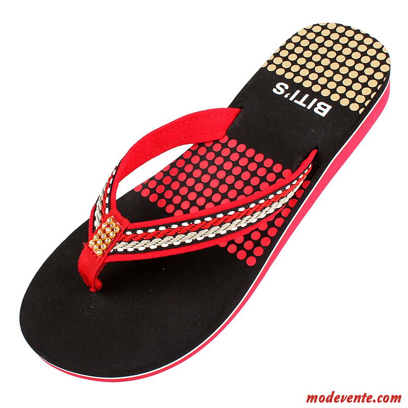 Tongs Femme Plates Décontractée Dame Mode Tongs Chaussons Été Rouge