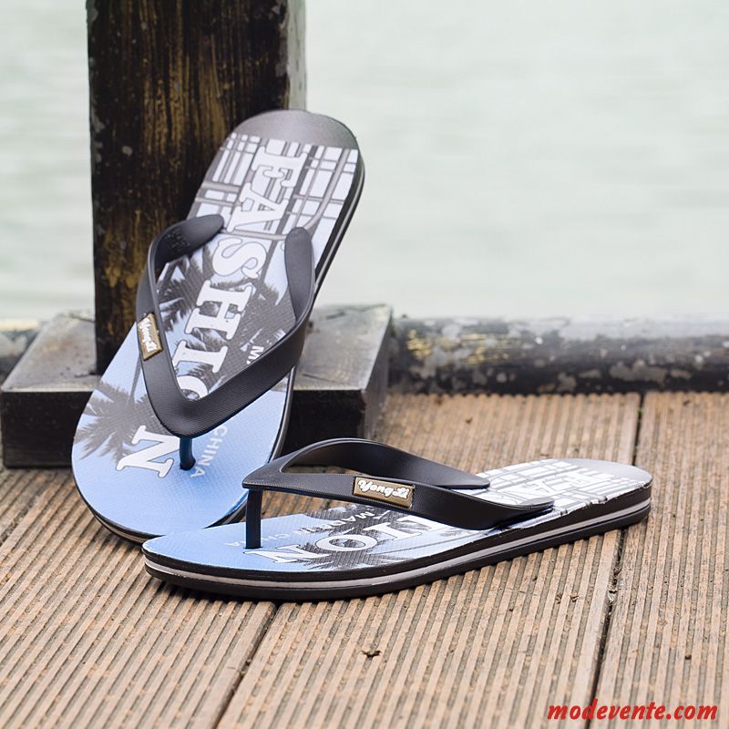 Tongs Homme Antidérapant Sandales Mode Tongs Chaussons Plage Été Bleu