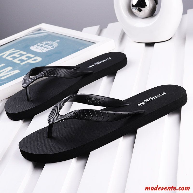 Tongs Homme Créateur De Tendances Été Mode Tongs Chaussons Outwear Personnalité Noir