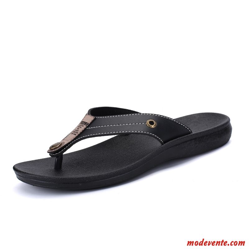 Tongs Homme Décontractée Été Vacances Tongs Chaussons Plage Outwear Noir