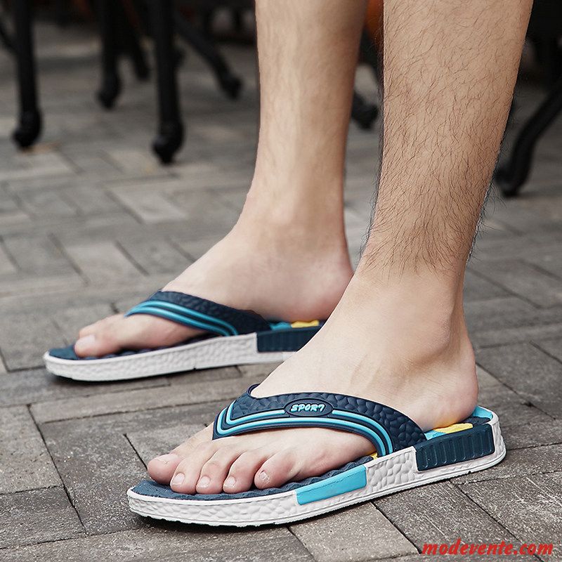 Tongs Homme Mode Jeunesse Sandales Tongs Chaussons Tendance Plage Bleu