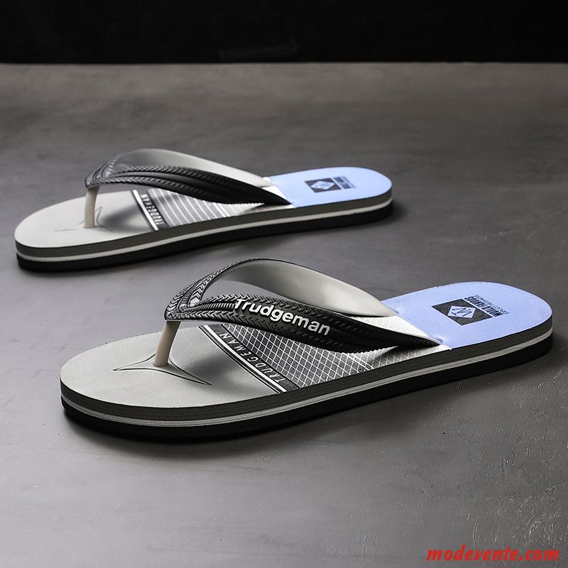 Tongs Homme Mode Tongs Chaussons Personnalité Été Étudiant Antidérapant Gris