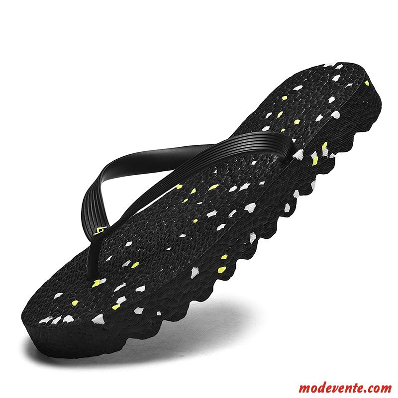 Tongs Homme Outwear Été Fleur Plage Tendance Personnalité Noir