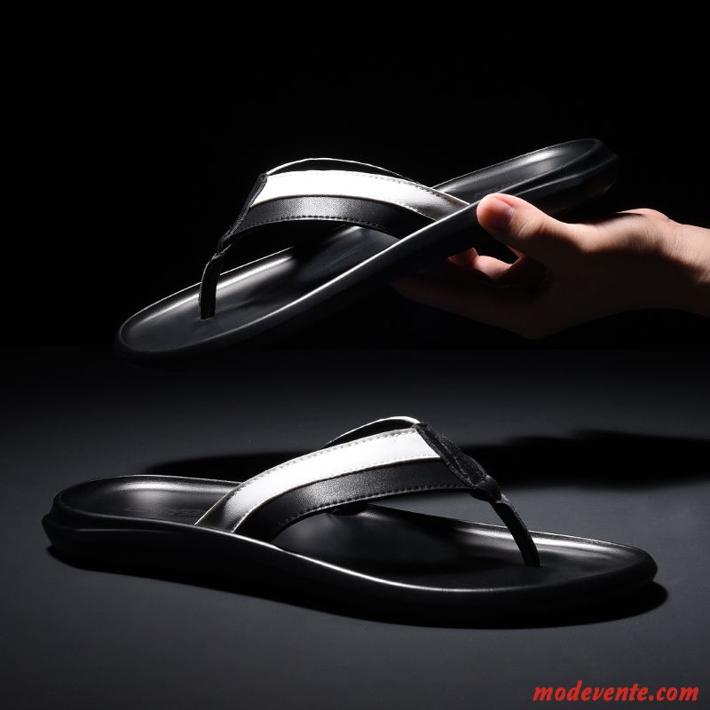 Tongs Homme Plage Mode Décontractée Tongs Chaussons Été Tendance Noir