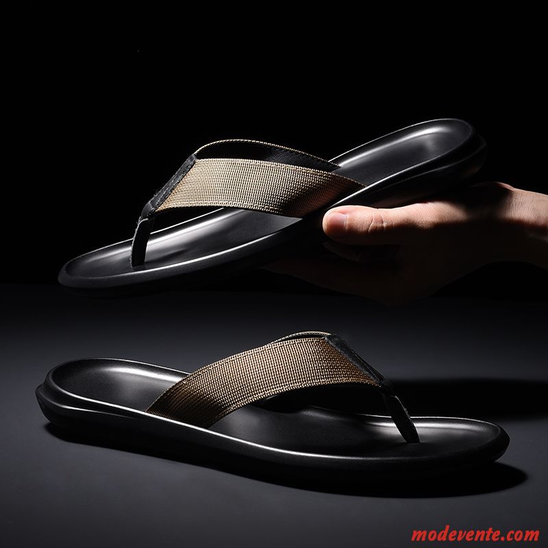 Tongs Homme Plage Mode Décontractée Tongs Chaussons Été Tendance Noir